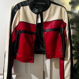 Windsor Red, Black, and White Leather Jacket